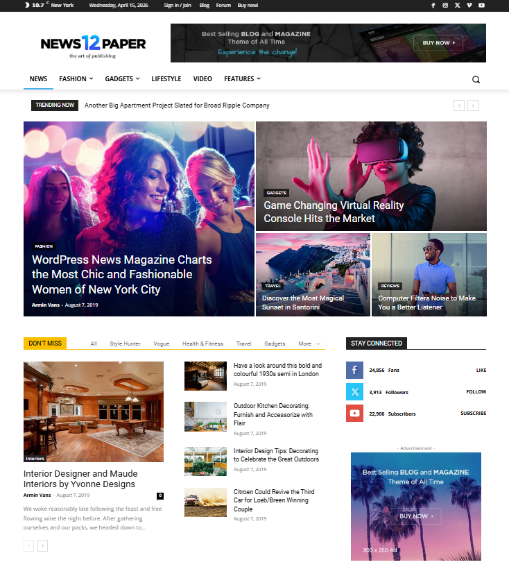 Newspaper homepage demo